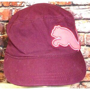 Puma OSFA Unisex Burgundy Cadet Cap With Pink Cat Embroidery